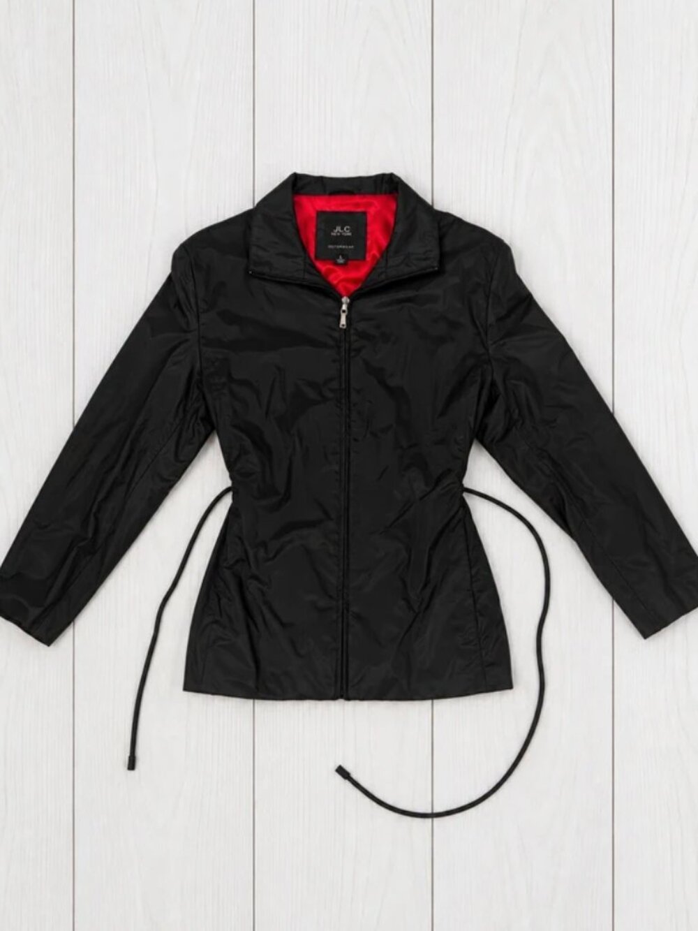 Vintage JLC New York Women's Black Mid-Length Outerwear Jacket Size L